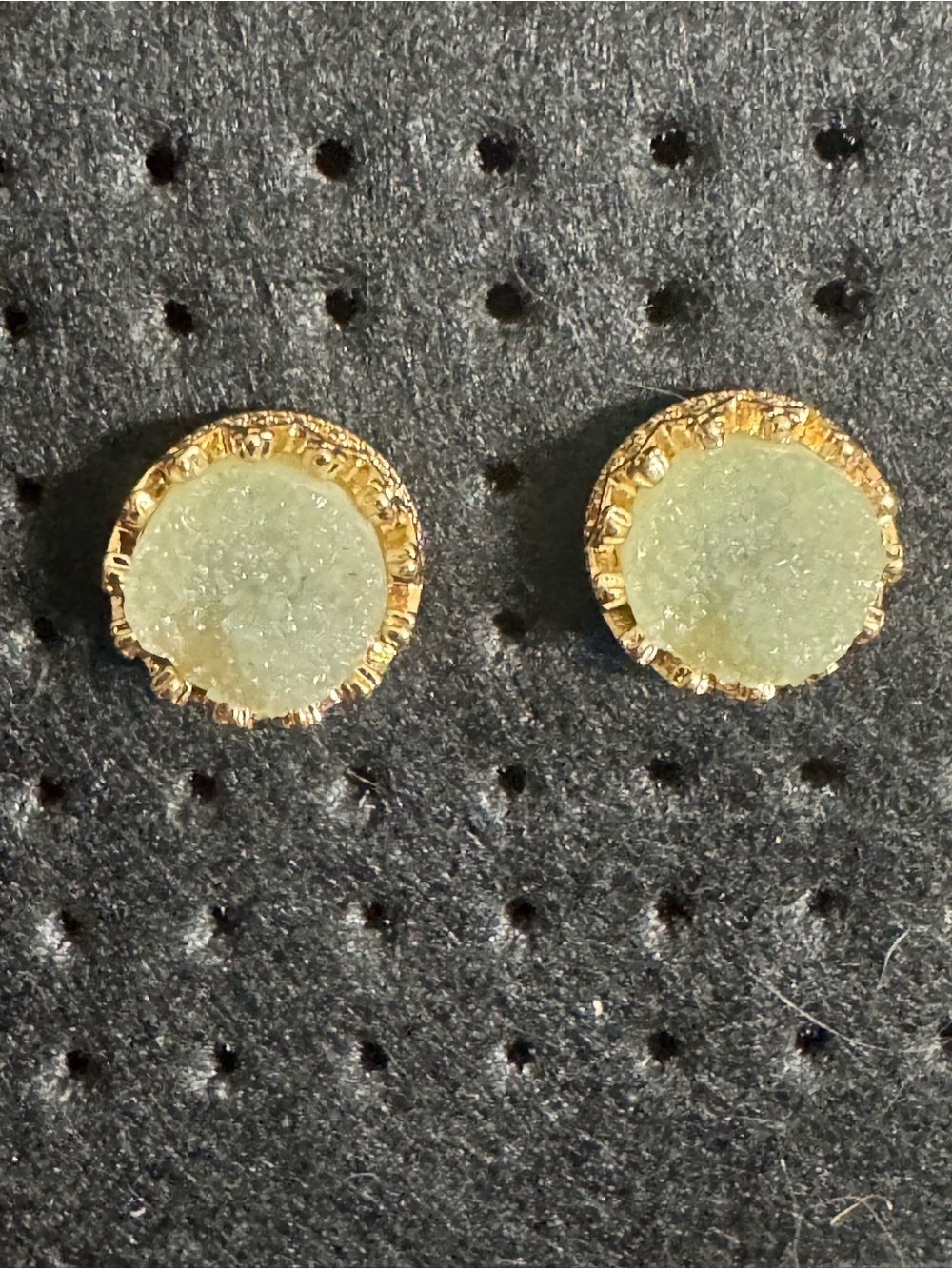 Gold-Trim Mint Druzy Stud Earrings